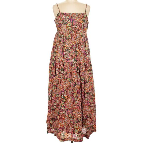 J. Crew 100% Cotton Tie Back Muted Multicolor Floral Sleeveless maxi Dress Sz 8 - Picture 2 of 11